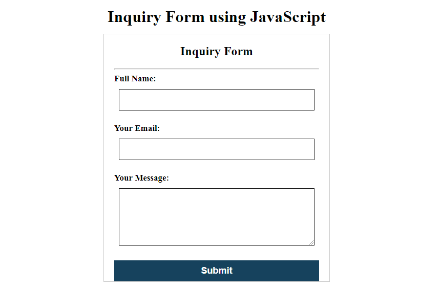 Simple HTML Form Using JavaScript