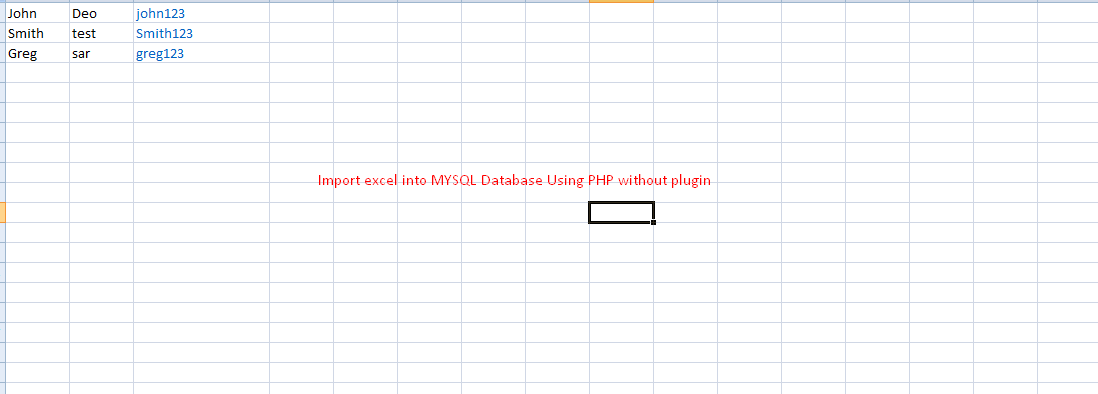Import Excel into MySql Database Without Plugin